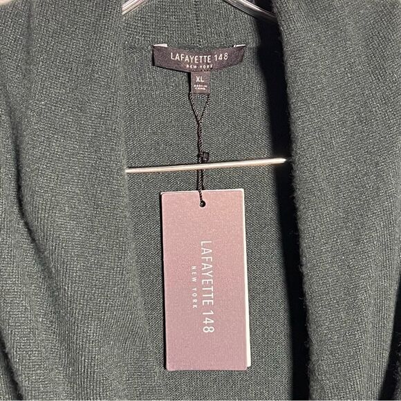 Lafayette 148 New York Cashmere Faux Wrap Sweater in Spruce XL - Picture 7 of 7
